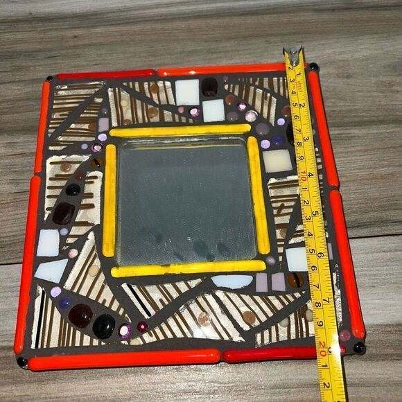 Abstract Signed Mirror Hand Made Ginger Kelly 2019 Artisan made 3D Brown Orange - Picture 6 of 8